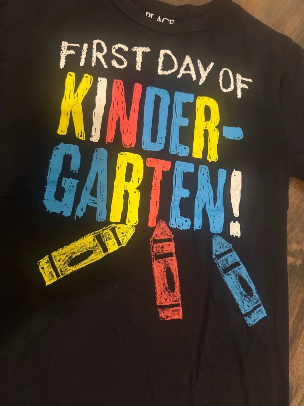 Children’s Place First Day of Kindergarten black shirt size small 5/6